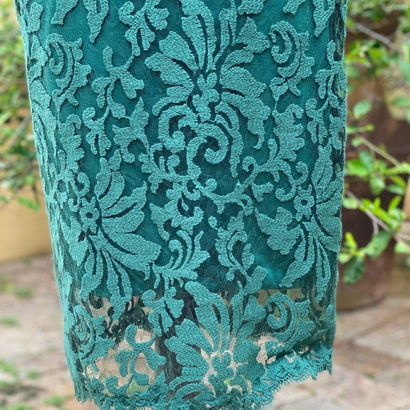 Tadashi Shoji Green Lace Embroidery Dress Size 6, Elegance, Details, Formal - Picture 4 of 7